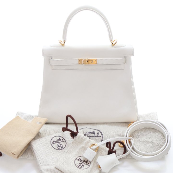 Hermes Blanc Swift Kelly 25 - Luxe Du Jour