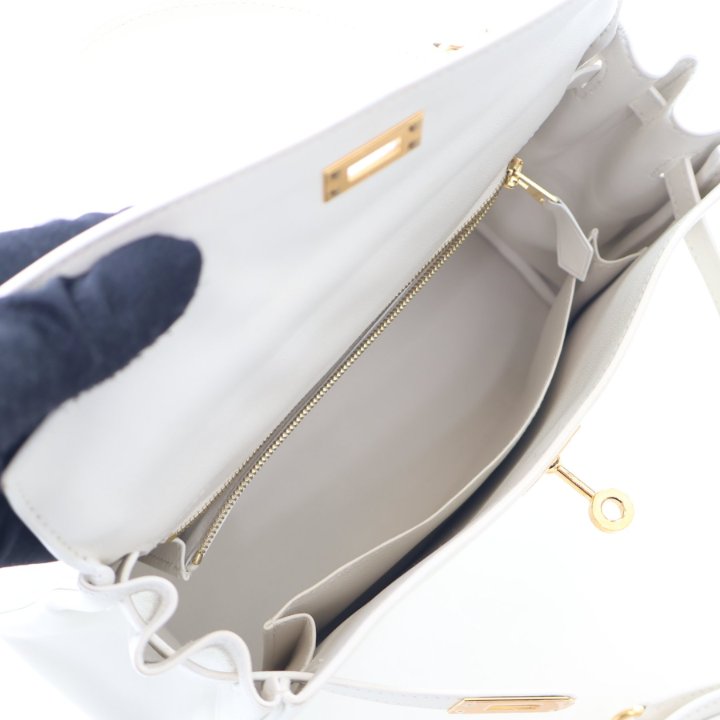 Hermes Blanc Swift Kelly 25 - Luxe Du Jour