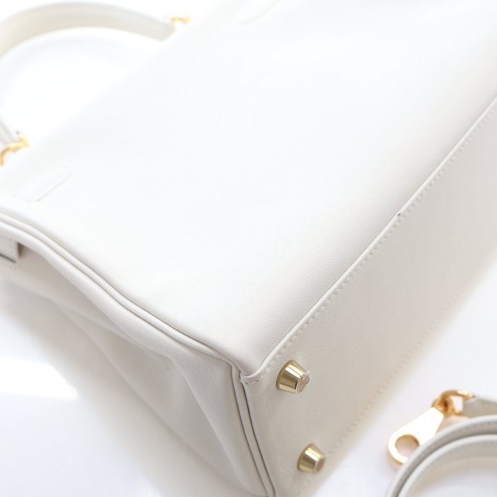 Hermes Blanc Swift Kelly 25 - Luxe Du Jour