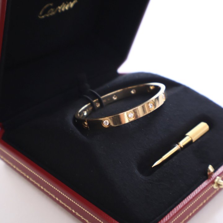 Cartier Classic Model 10 Diamond Love Bracelet Sz 16 - Luxe Du Jour
