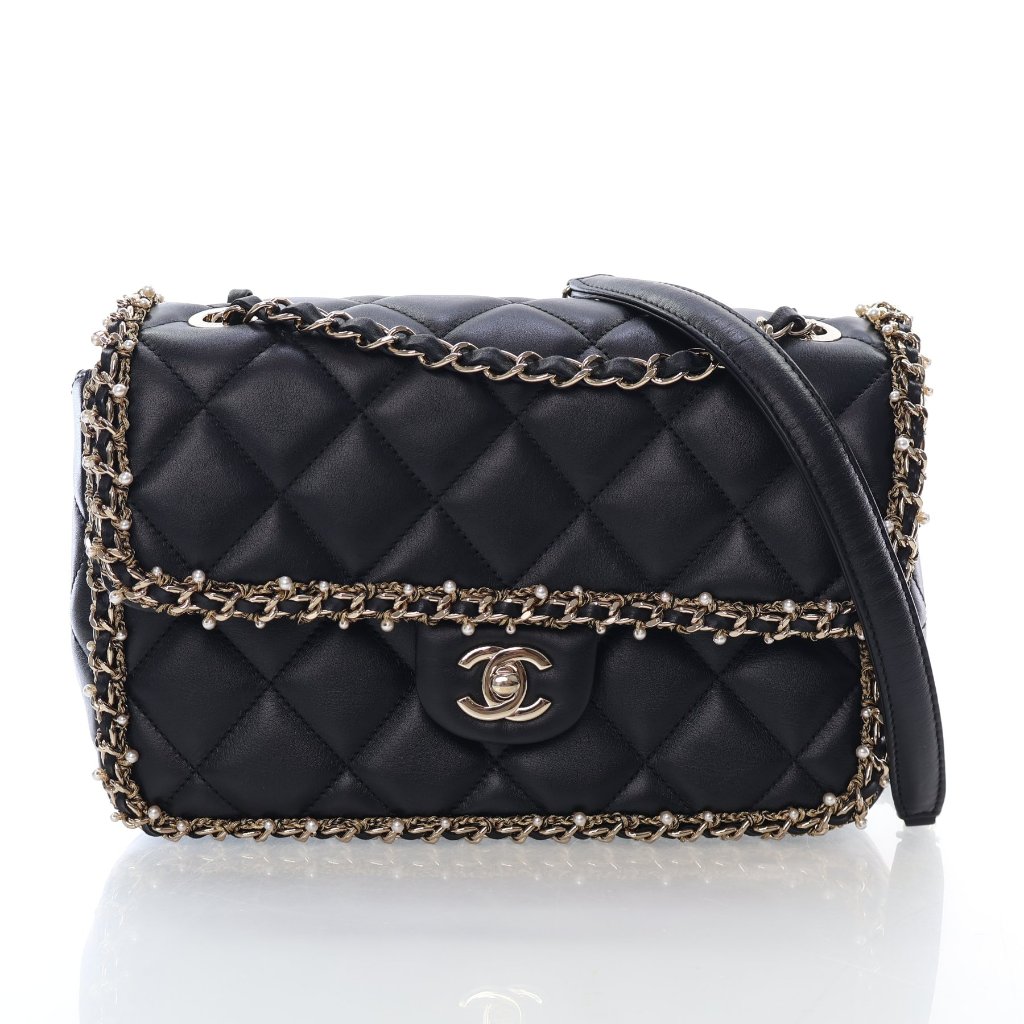Chanel Medium Lambskin Pearl Chain Around Flap Bag - Luxe Du Jour