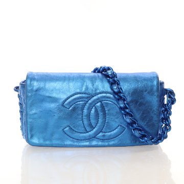 Chanel Metallic Blue Shoulder Flap Bag - Luxe Du Jour