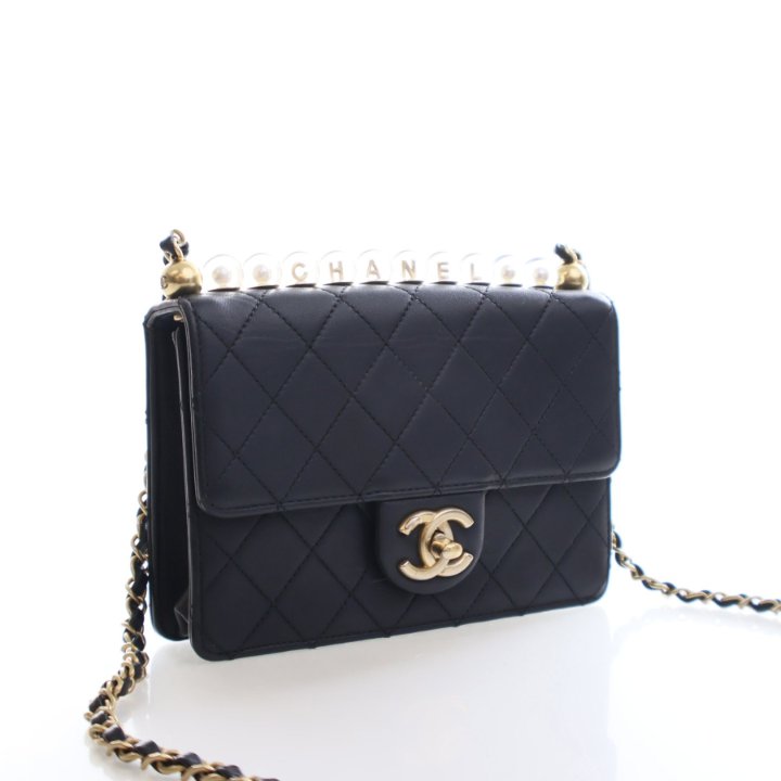 Chanel Chic Pearls Flap Bag Handbag - Black Goatskin - Luxe Du Jour