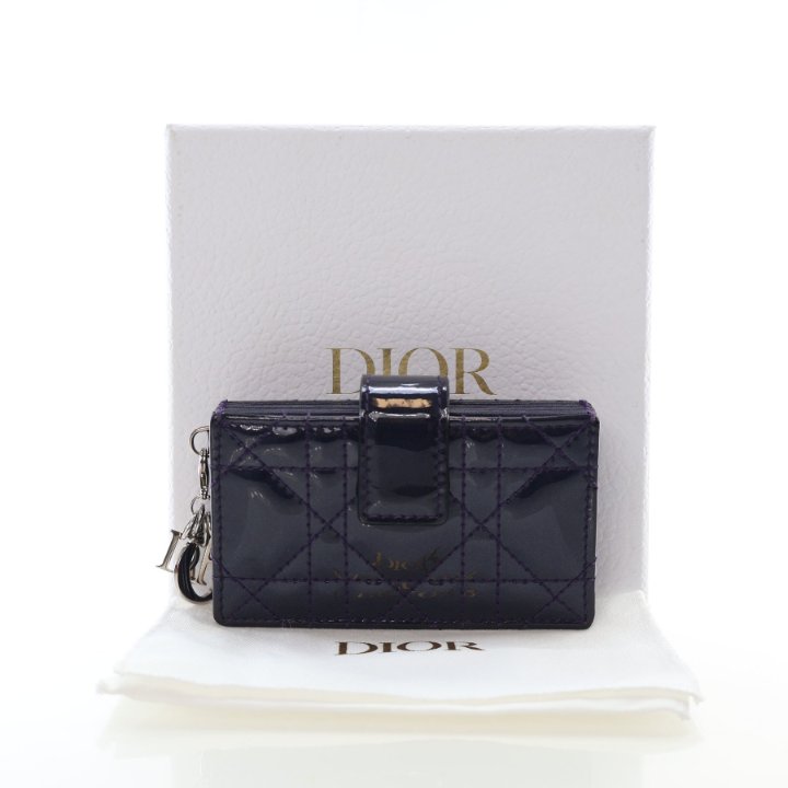 Christian Dior Patent Lady Dior Jasmine Card Holder - Luxe Du Jour