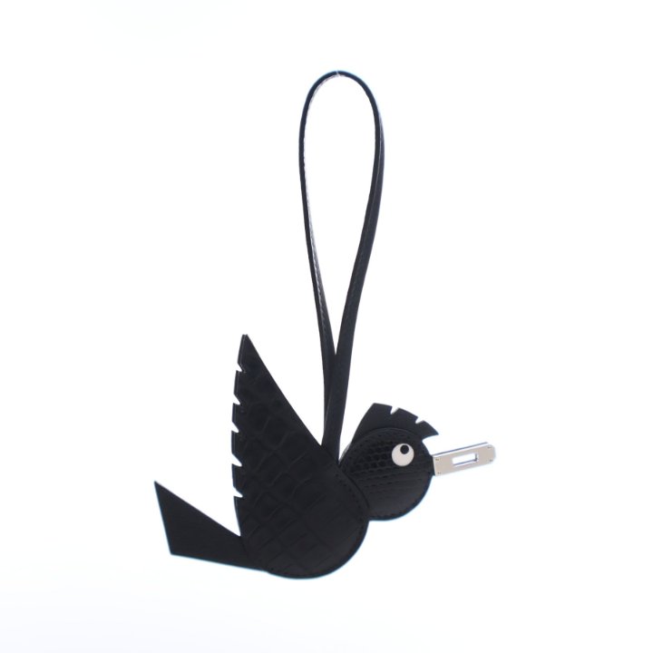 Hermes Black Alligator Birdy Charm - Luxe Du Jour