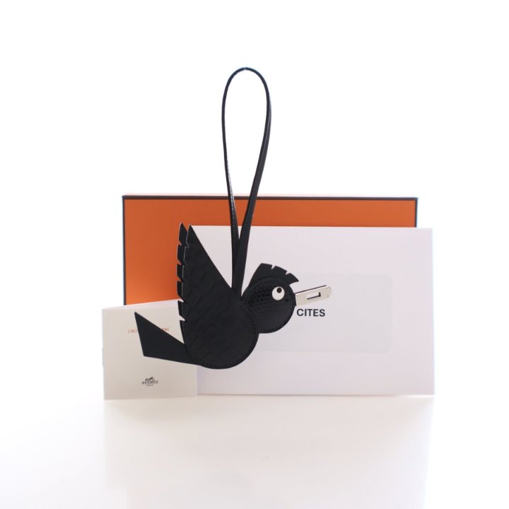 Hermes Black Alligator/Lizard Birdy Charm - Luxe Du Jour