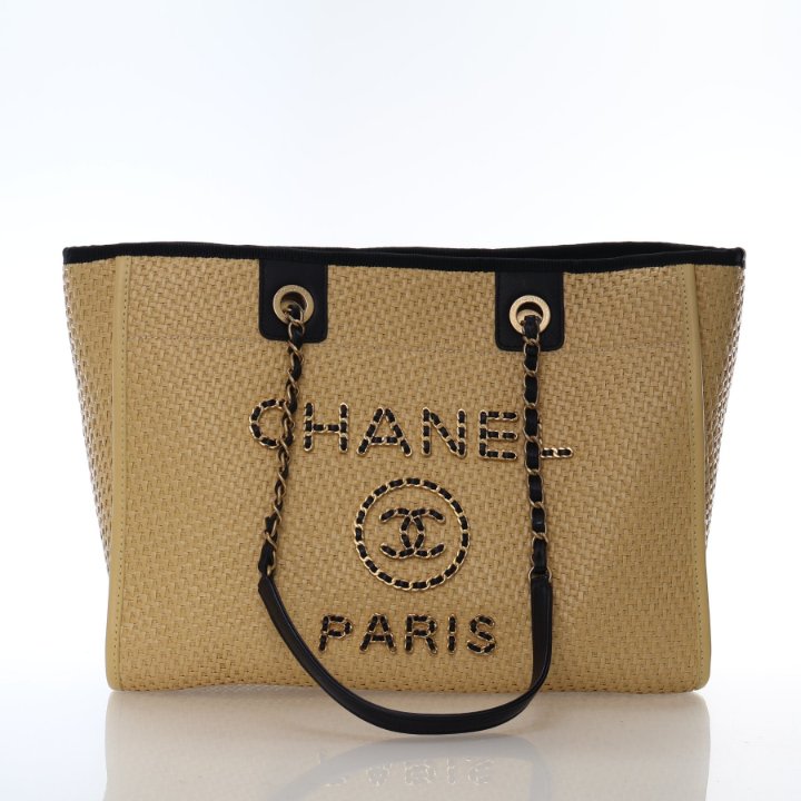 Chanel Small Woven Raffia Deauville Tote - Luxe Du Jour