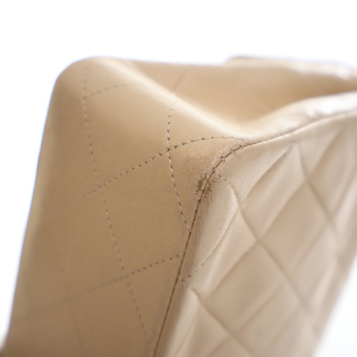 Chanel Square Classic Flap Bag Small Handbag - Beige Lambskin Gold