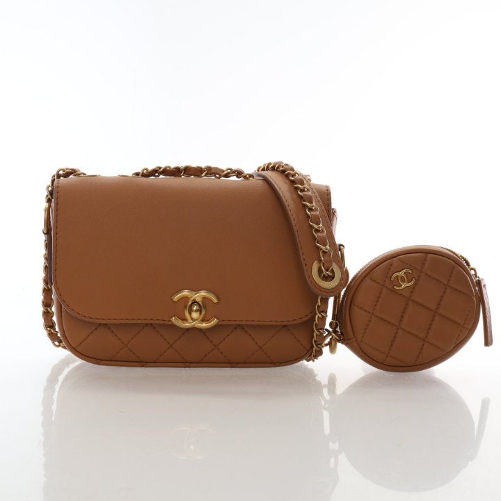 Chanel Small Lambskin Multi Pouching Flap Bag With Coin Purse