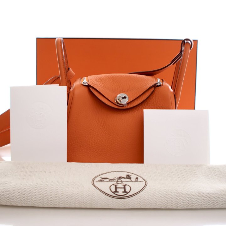 Hermes Orange Clemence Mini Lindy 20 - Luxe Du Jour