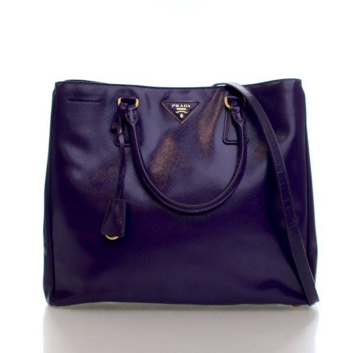 PRADA パープル ハンドバッグ 中古・古着通販】PRADA (プラダ) パテント レザーフラワーモチーフ2WAY