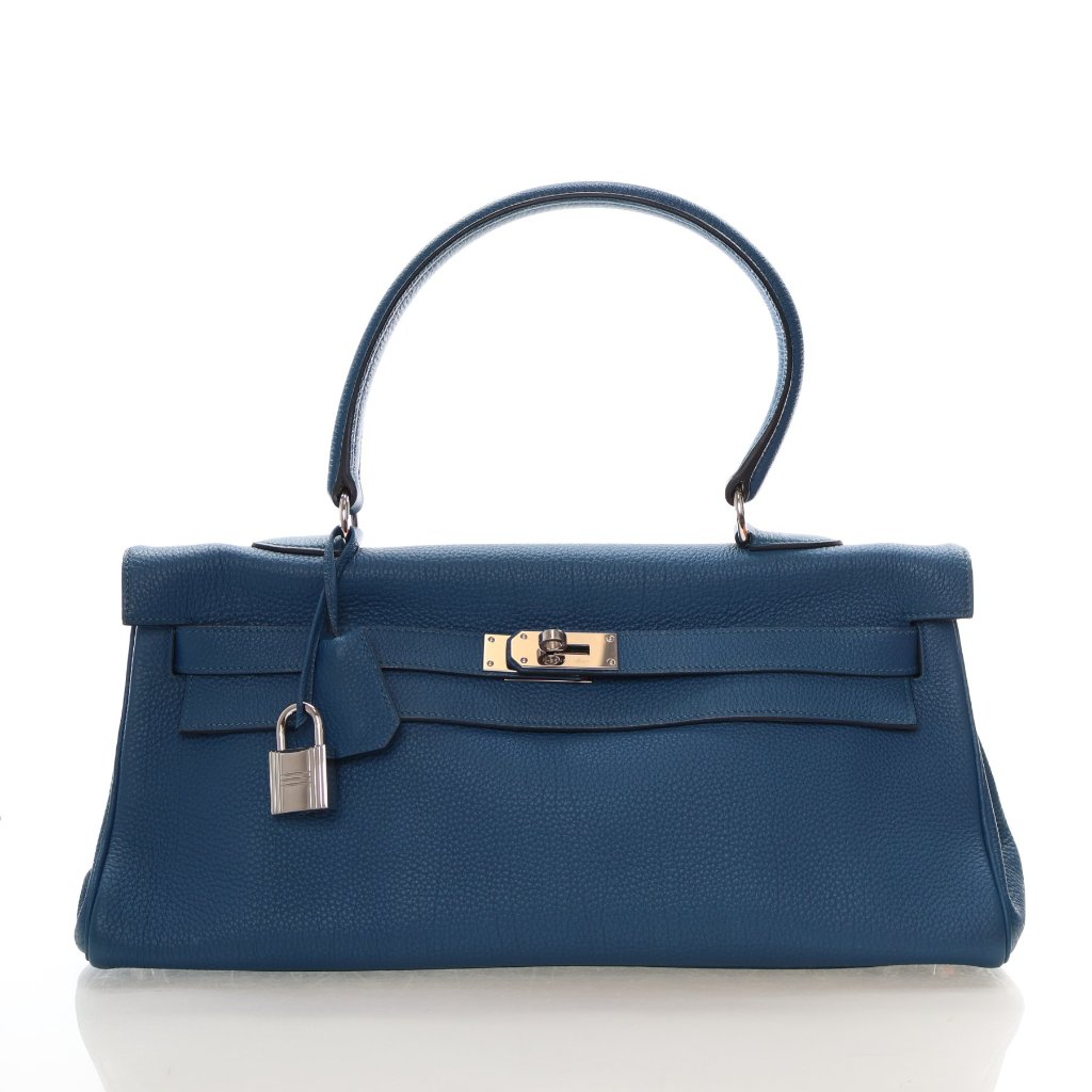 Hermes Blue Cobalt Clemence Shoulder Kelly 42 - Luxe Du Jour