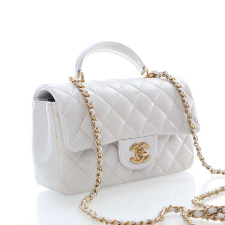 Chanel Mini Lambskin Rectangular Top Handle Classic Flap Bag