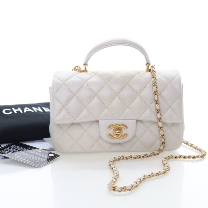 Chanel Mini Lambskin Rectangular Top Handle Classic Flap Bag