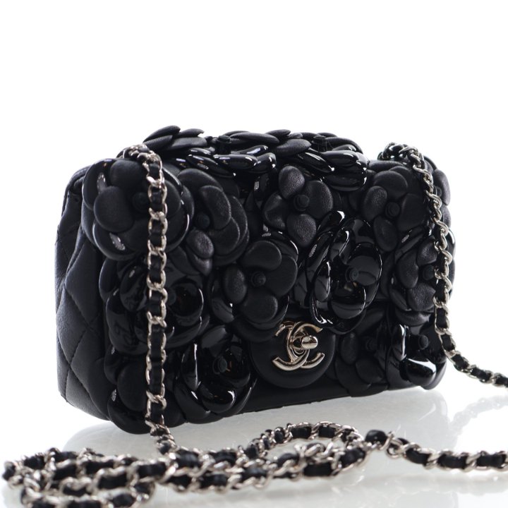 Chanel Mini Lambskin Patent Camellia Flap - Luxe Du Jour