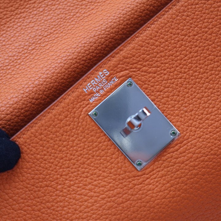 Hermes Orange H Clemence Shoulder Kelly Fringe 42 - Luxe Du Jour