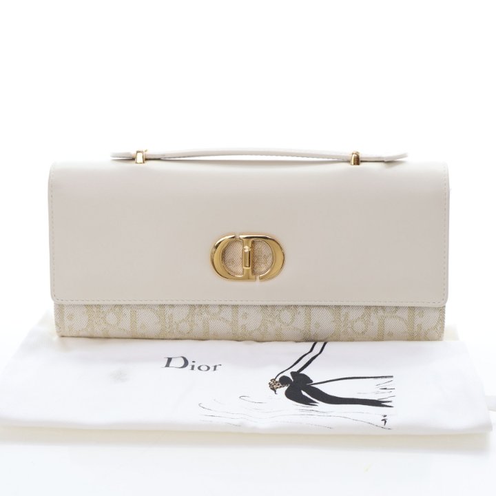 Christian Dior Medium Calfskin Oblique Canvas Miss Caro Top Handle