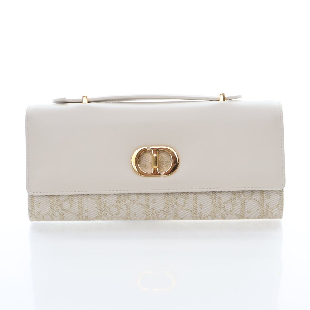 Christian Dior Medium Calfskin Oblique Canvas Miss Caro Top Handle