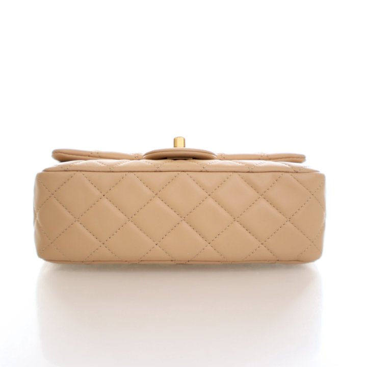 Chanel Rectangular Pearl Crush Flap Bag Mini Handbag - Beige