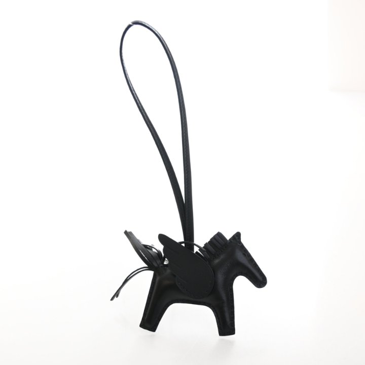 Hermes Noir Milo Lambskin Rodeo Pegase Charm PM - Luxe Du Jour