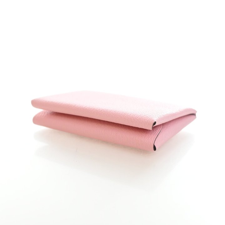 Hermes Rose Sakura Chevre Mysore Calvi Duo Compact Card Holder