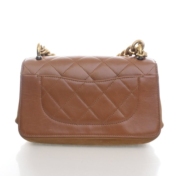 Chanel Straight Lined Flap Bag Small Handbag - Brown Calfskin Gold