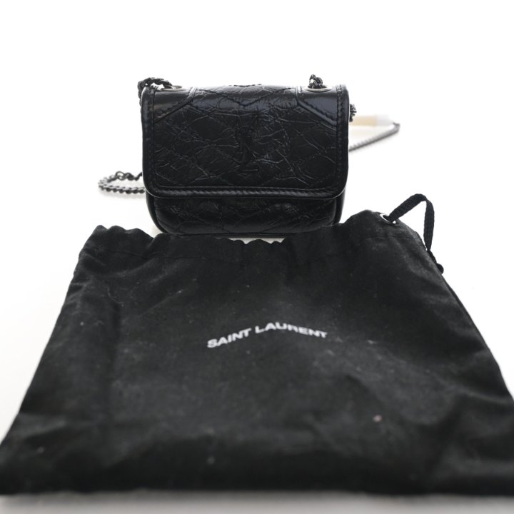 Saint Laurent Micro Crinkled Calfskin Niki AirPods Case - Luxe Du Jour