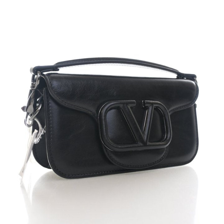 Valentino Loco Shoulder Bag Handbag - Black Calfskin Gunmetal HW