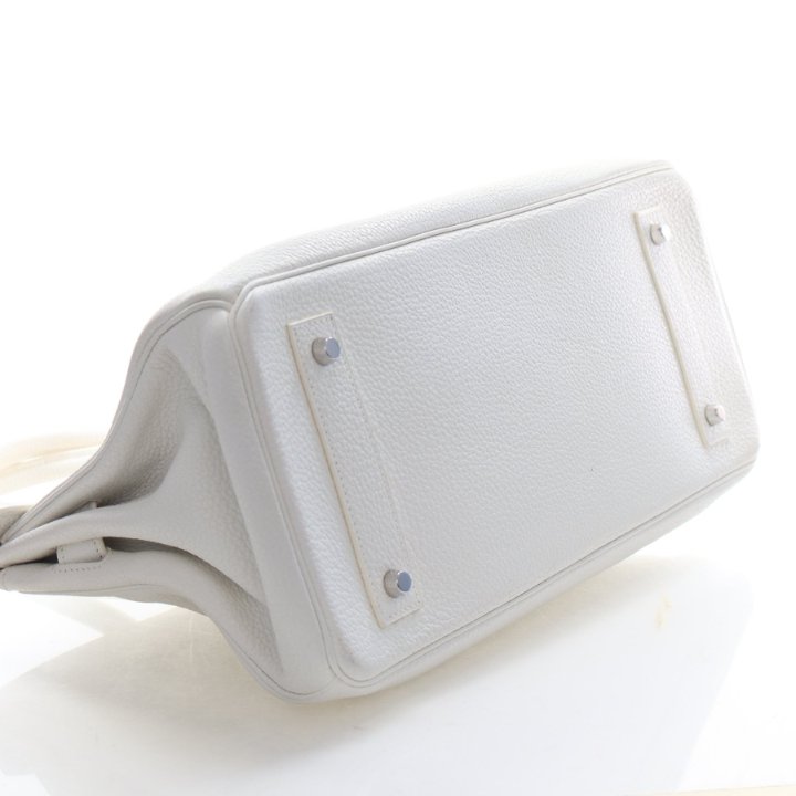 Hermes White Clemence JPG Shoulder Kelly 42 - Luxe Du Jour