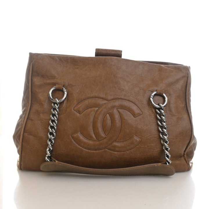 Chanel Perfect Day Tote Large Handbag - Brown Aged Calfskin Silver