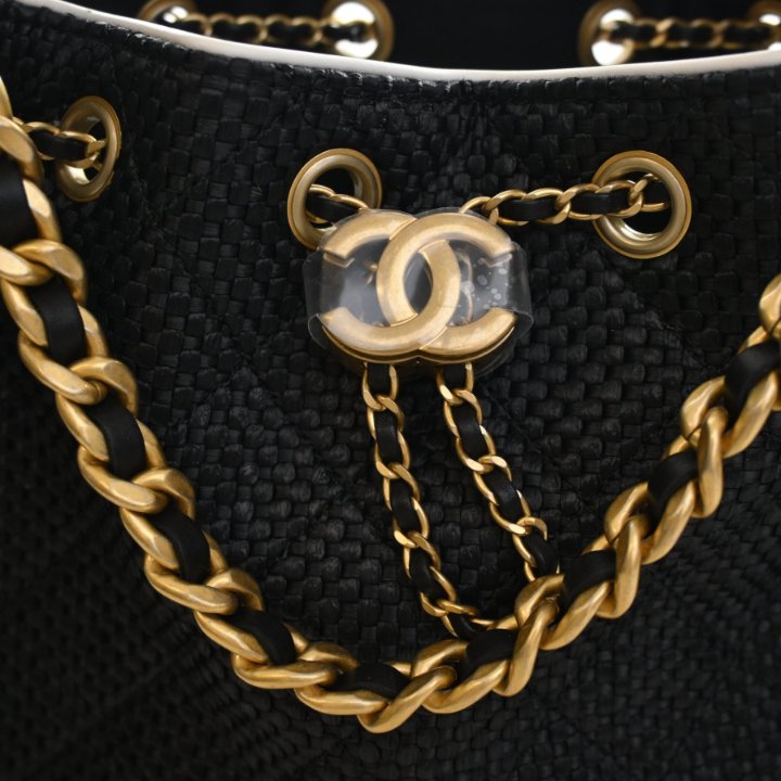 Chanel 25 Hobo Small Handbag - Black Raffia Gold HW - Luxe Du Jour