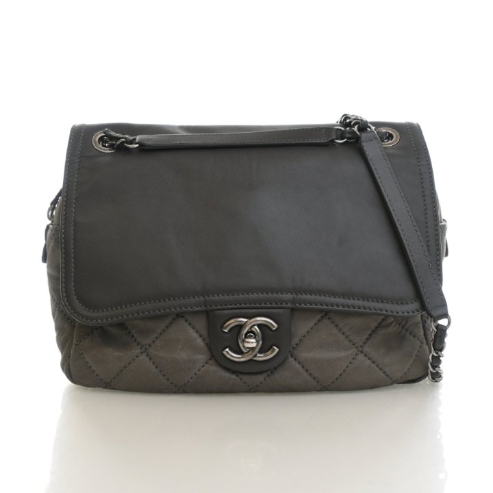 Chanel In The Mix Flap Bag Medium Handbag - Grey Calfskin