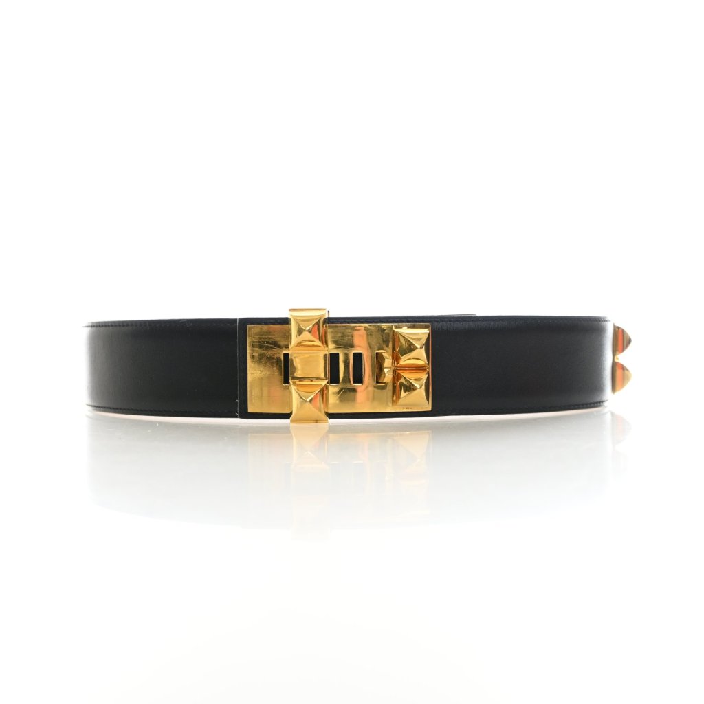 Hermes Vintage Noir Swift Collier De Chien Belt Sz 72 - Luxe 