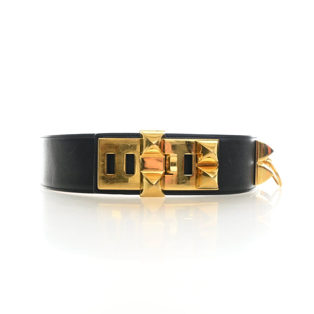 Hermes Vintage Noir Swift Collier De Chien Belt Sz 68 - Luxe Du Jour