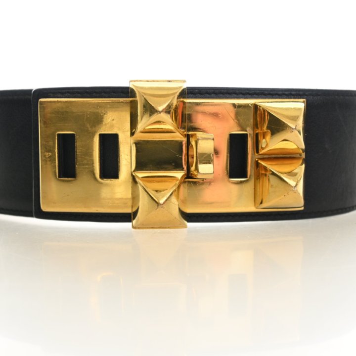 Hermes Vintage Noir Swift Collier De Chien Belt Sz 68 - Luxe Du Jour