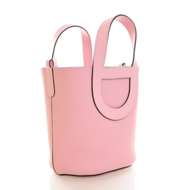 Hermes Rose Sakura Clemence In-The-Loop Bucket 18 - Luxe Du Jour